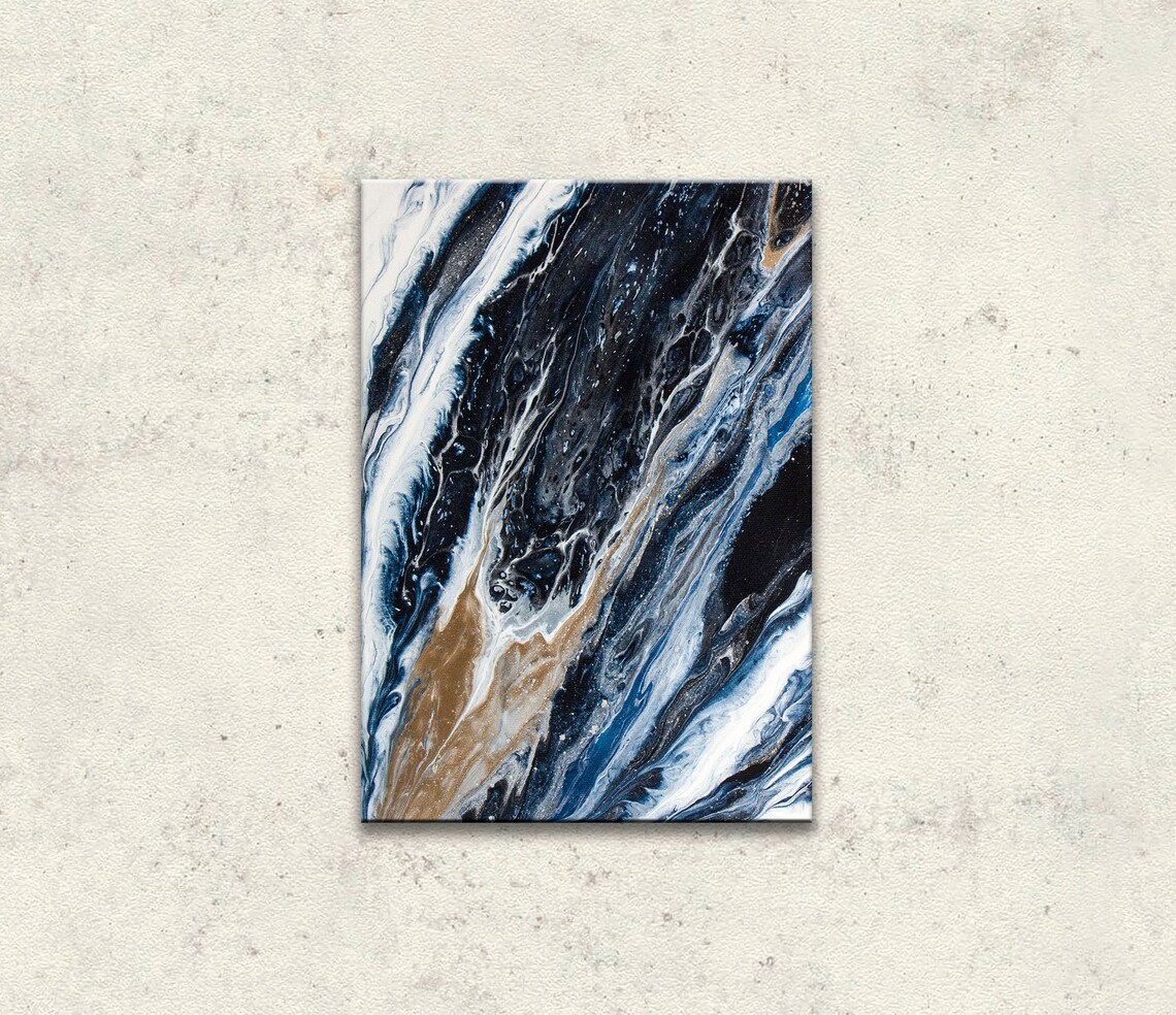 Indigo Abstract Painting ORIGINAL Art Fluid Art Abstract Etsy