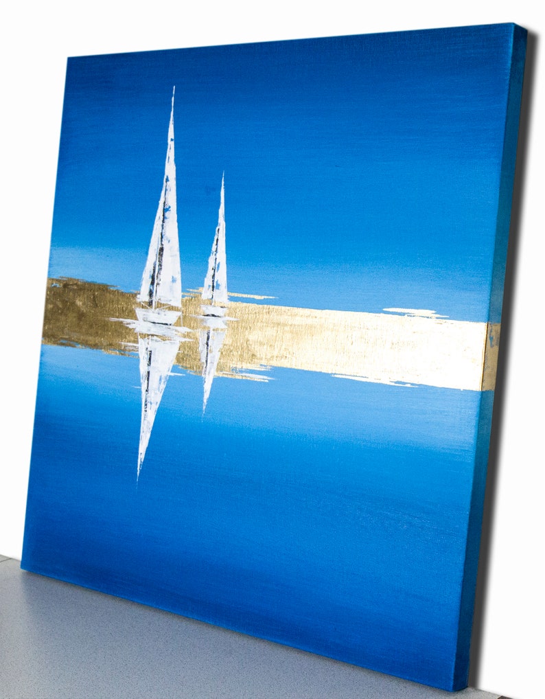 Sailboat Painting Nautical Original Art Abstract Seascape Etsy