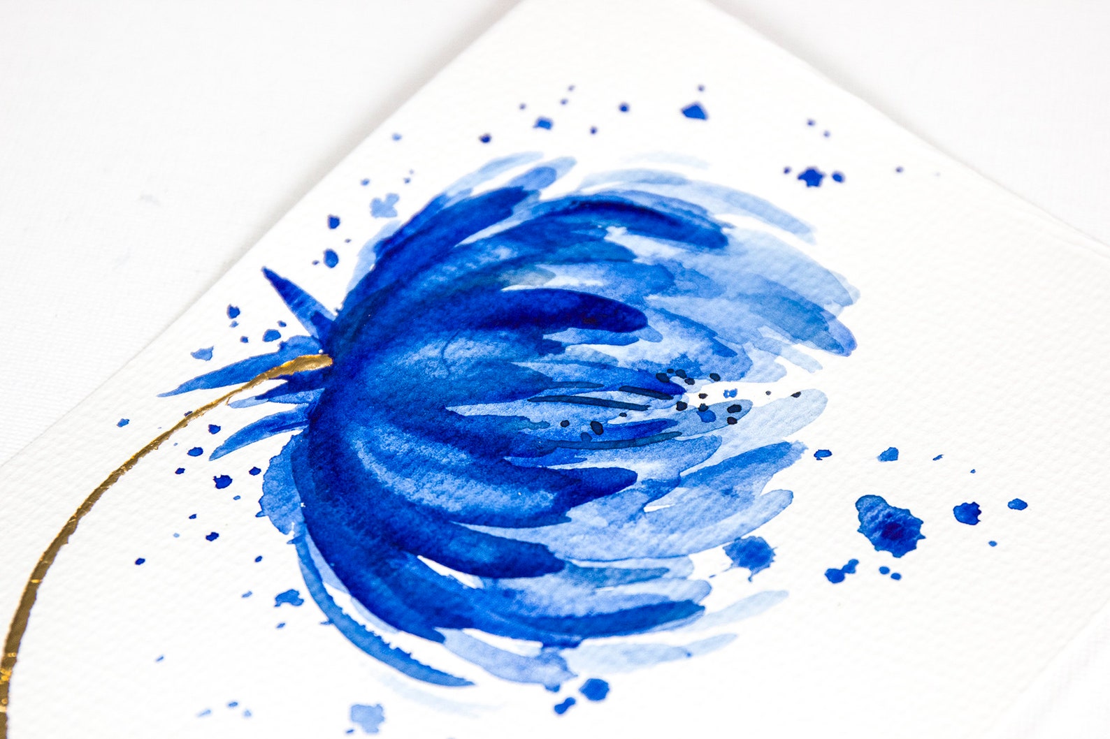 Blue Flower Painting ORIGINAL Art Abstract Watercolor Artwork Etsy