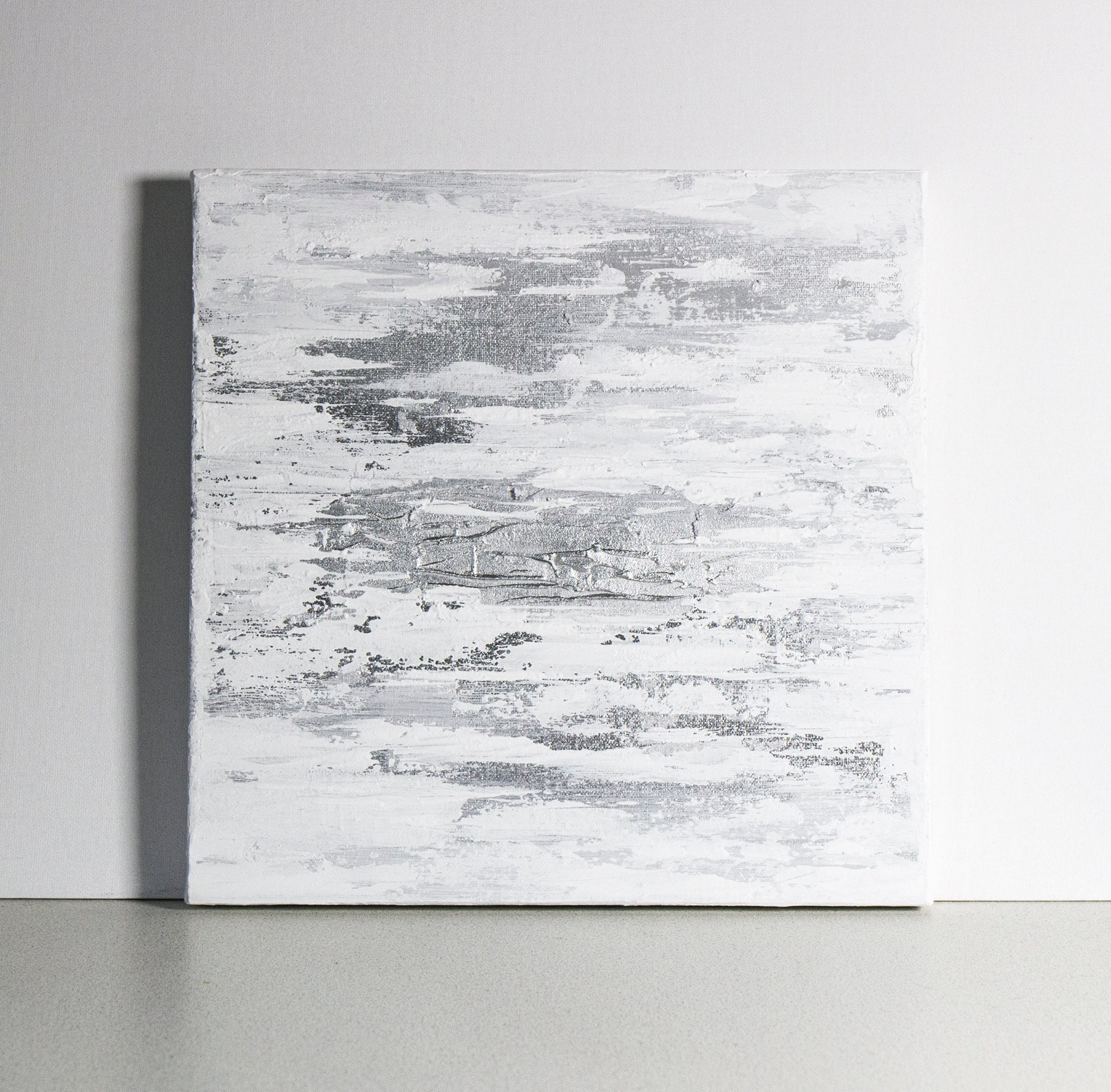 White and Silver Textured Painting ORIGINAL Art Abstract Etsy