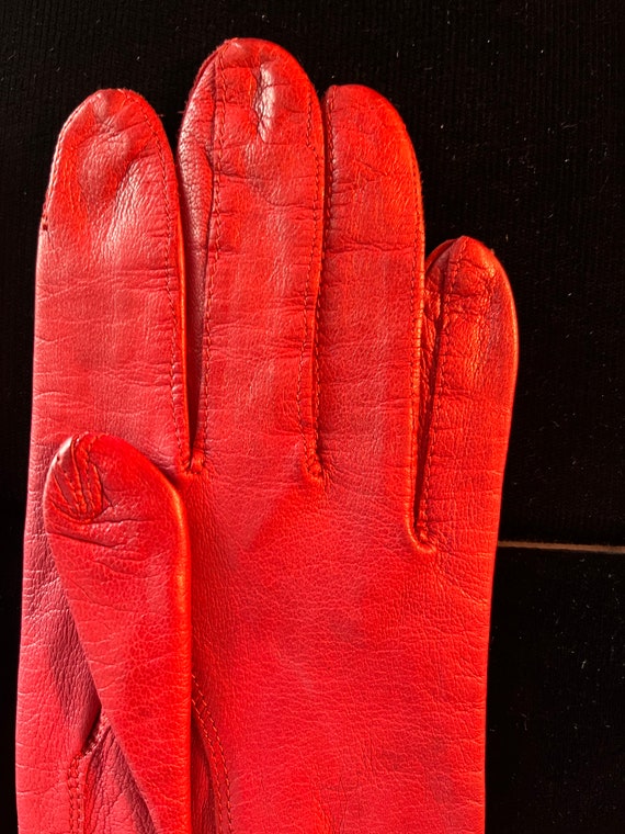 Vintage Fownes Red Leather Driving Gloves - image 5