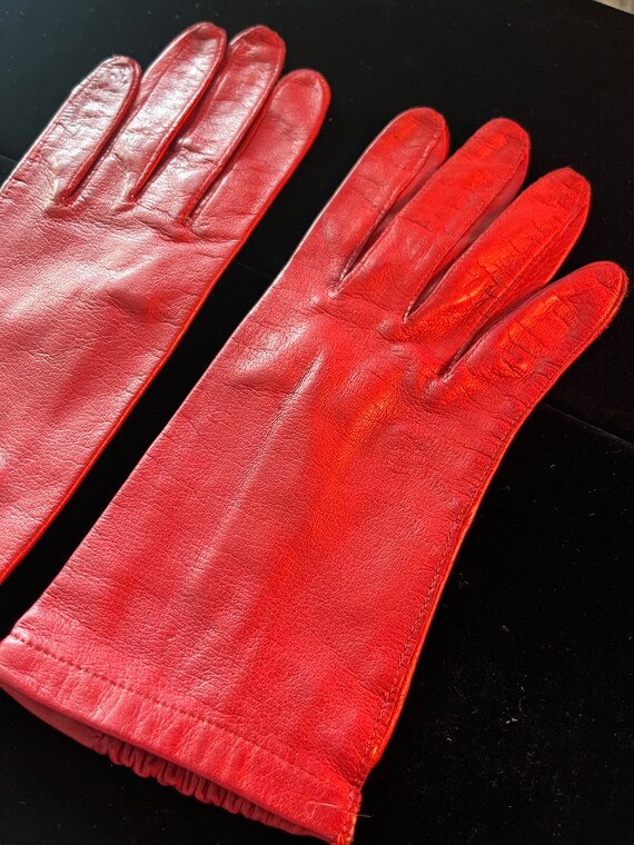 Vintage Fownes Red Leather Driving Gloves - image 2