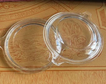 vintage Pyrex clear glass lids 681-C-9 set of 2