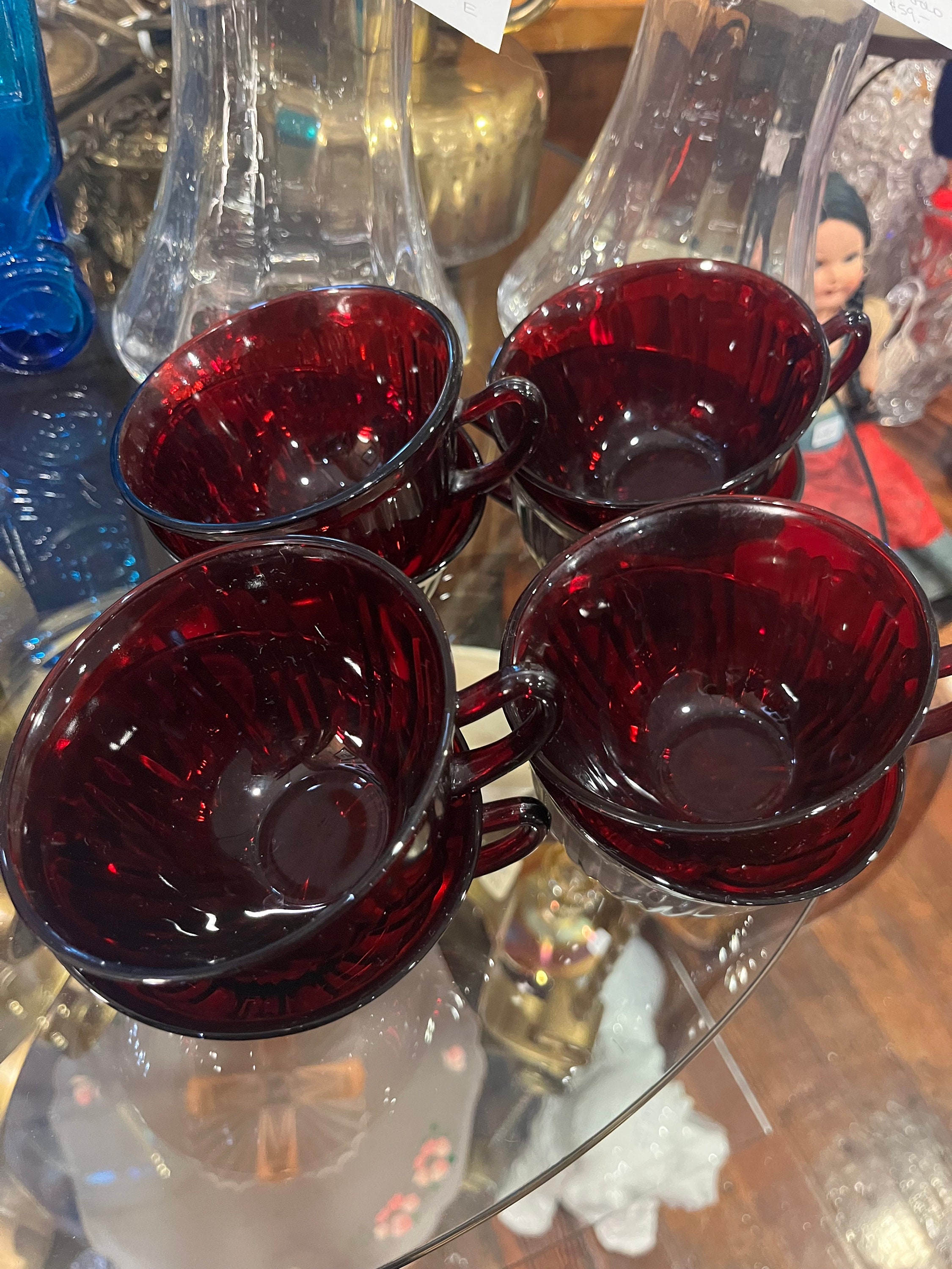 Vintage Anchor Hocking Royal Ruby Red Set of 8 Cups Etsy