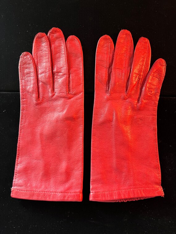 Vintage Fownes Red Leather Driving Gloves - image 1