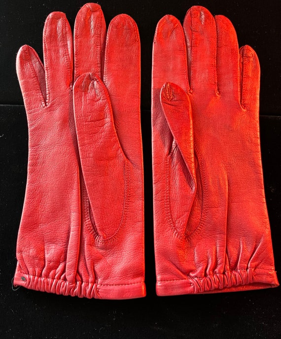 Vintage Fownes Red Leather Driving Gloves - image 4