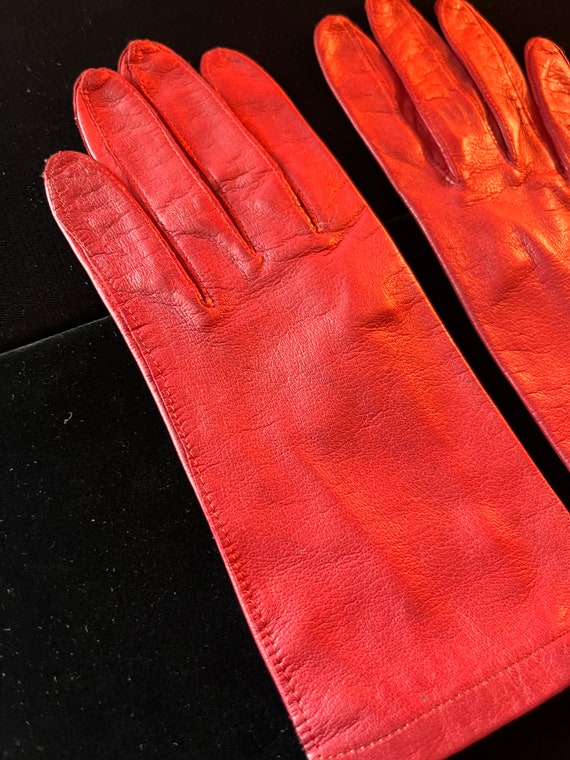 Vintage Fownes Red Leather Driving Gloves - image 3
