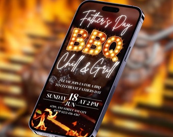 Animated Father's Day BBQ Invitation, Editable Canva Template