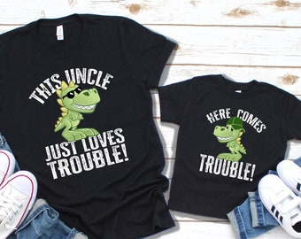 Funny Dinosaur Matching Shirts: Uncle and Nephew Gift