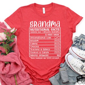 Voedingsfeiten oma shirt, grappig informatieblad over voeding, oma shirt, grappig oma shirt, coole oma, gekke oma humor cadeau