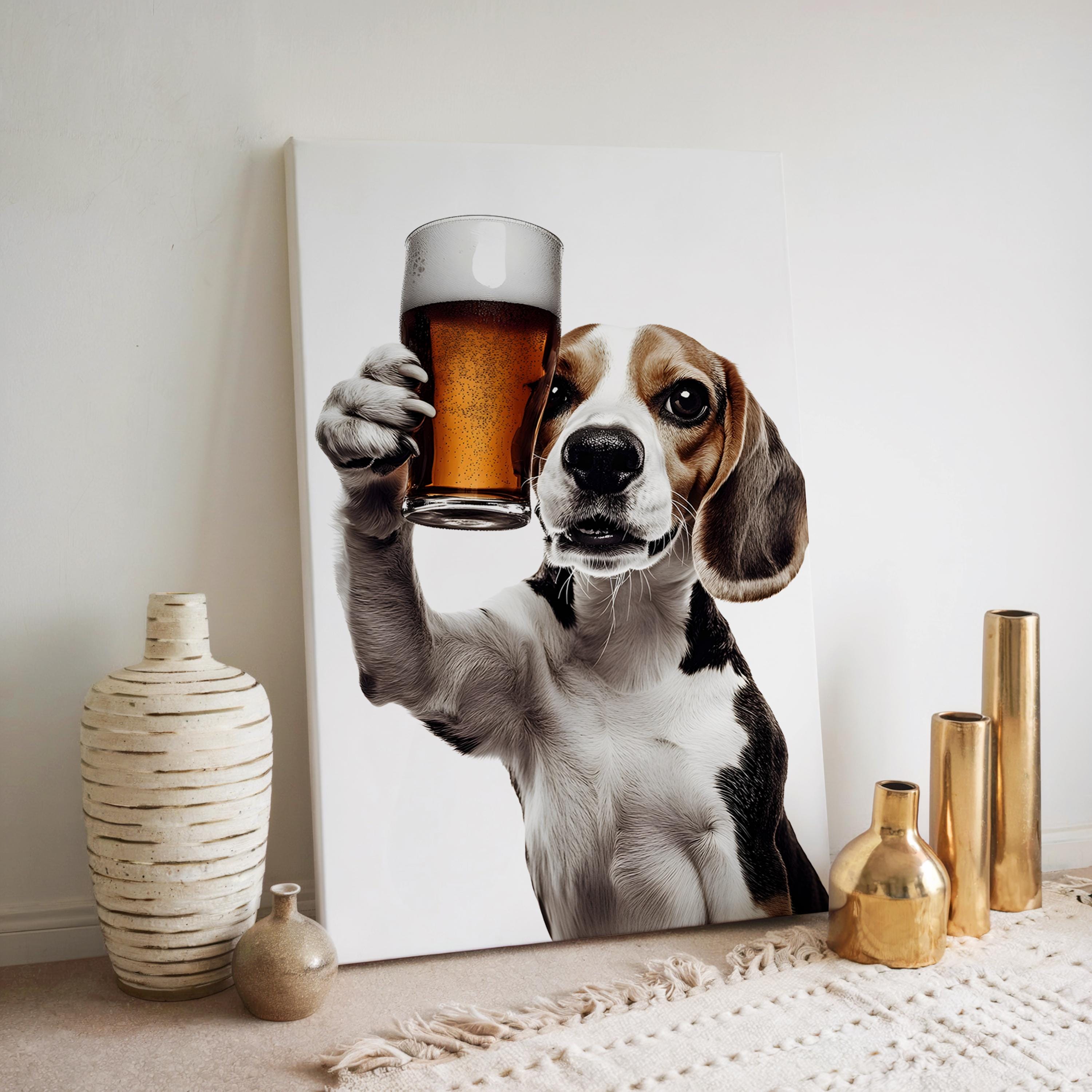 Beagle Dog Drinking Beer Art: Funny Home Bar Print - Etsy