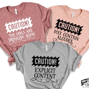 Funny Best Friend Shirts For Three, 3 Besties, Custom Matching Outfit, Girls Trip In Progress, May Contain Alcohol, Girls Weekend Party Tees
