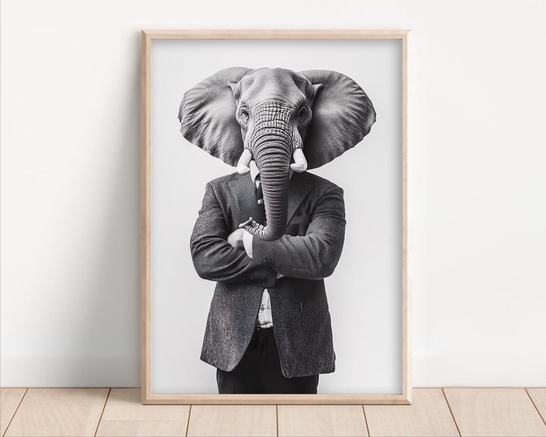Elephant in Suit Art Print: Funny Ani...