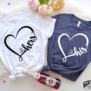 His and Hers Hearts, Matching Couples Shirts, Cute Couple Outfit, Couples Gift, Husband Wife, Anniversary, Honeymoon, Couples Trip
