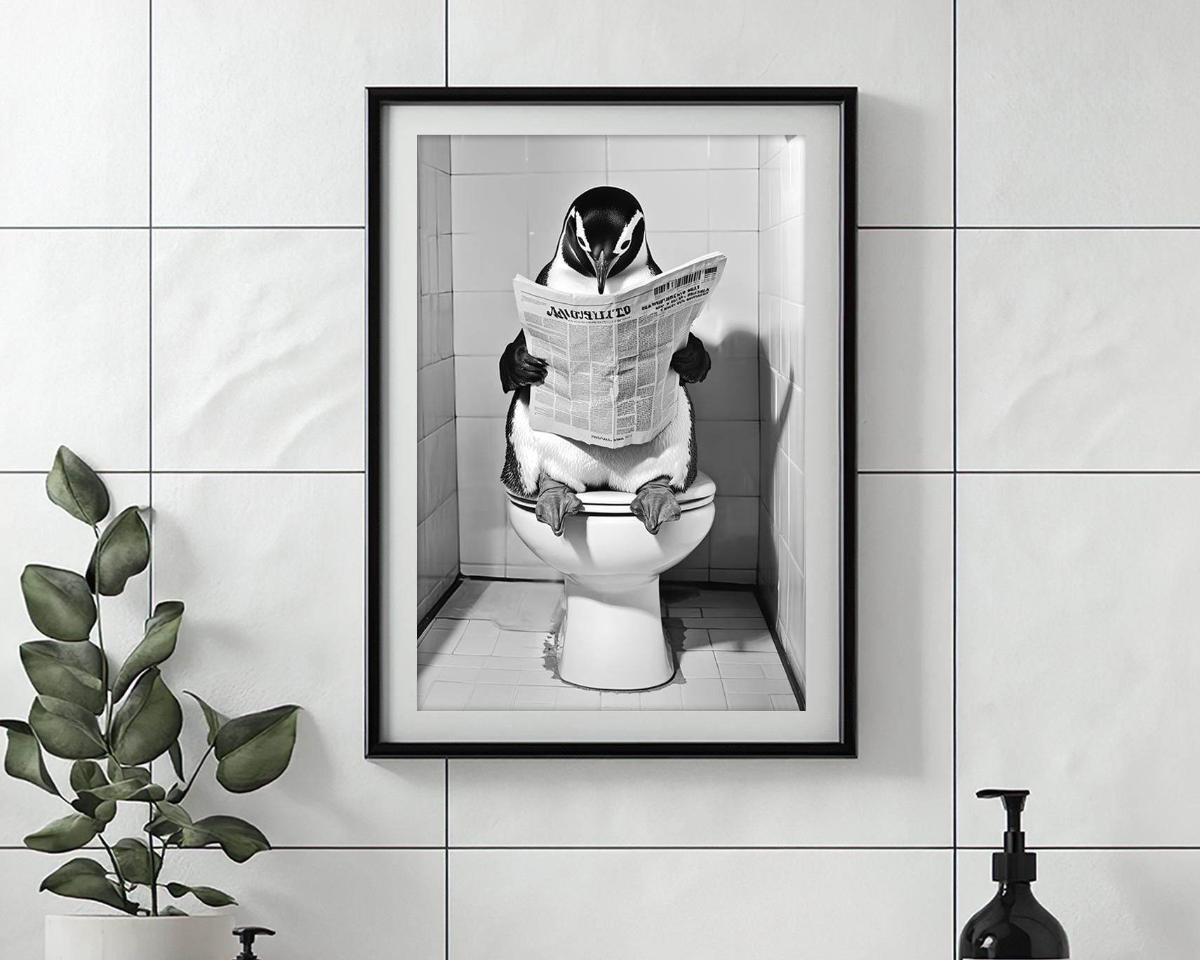 Funny Penguin Bathroom Art Set: Toilet Humor Prints or Canvas - Etsy