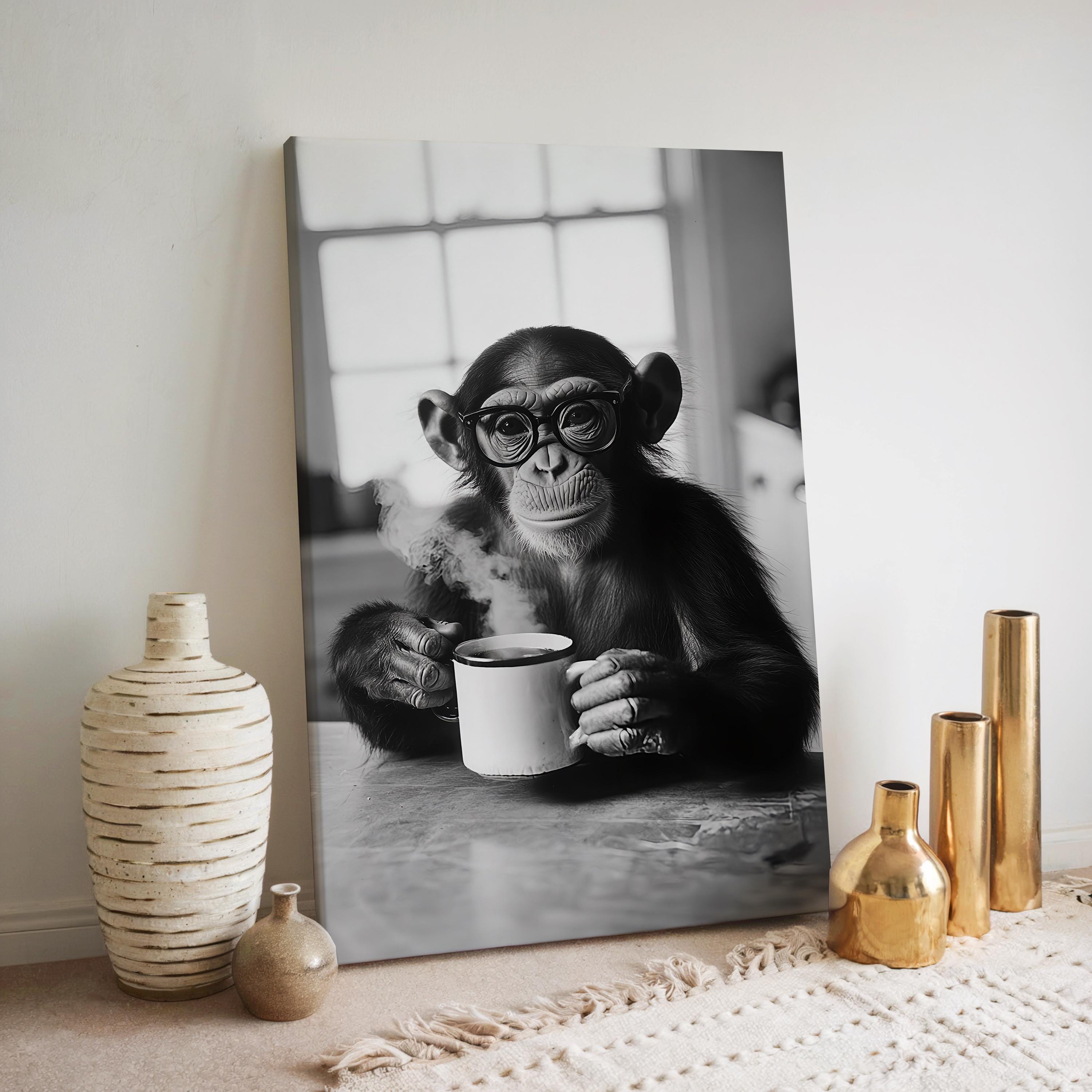 Artmazing | Gorillabild grande formato verticale, immagini scimmie moderne, immagini a S, gorillabilder moderne, immagini su tela moderna, decorazione da parete per soggiorno, scimmia, decorazione XXL