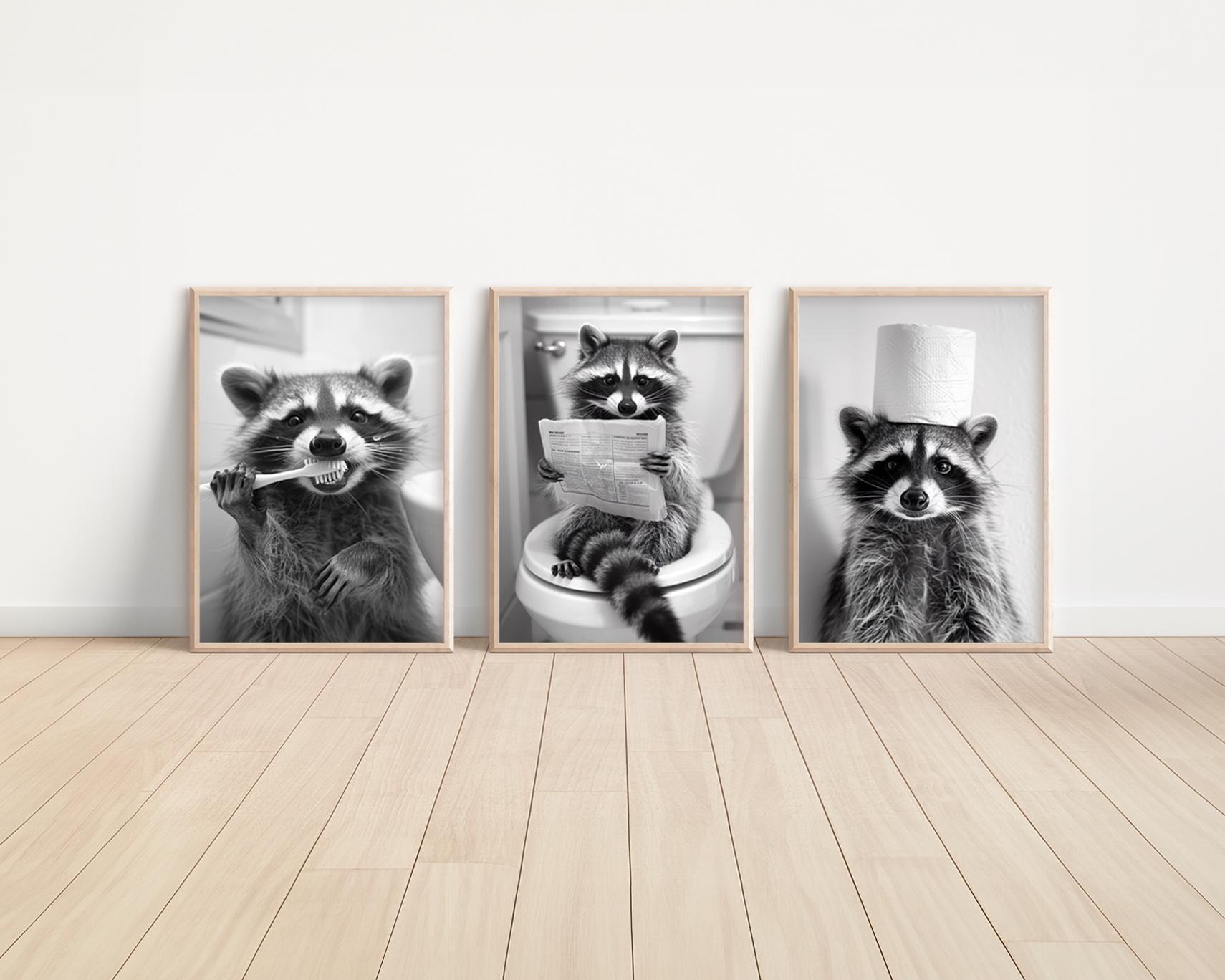 Funny Raccoon Bathroom Art: Toilet Humor Print or Canvas - Etsy