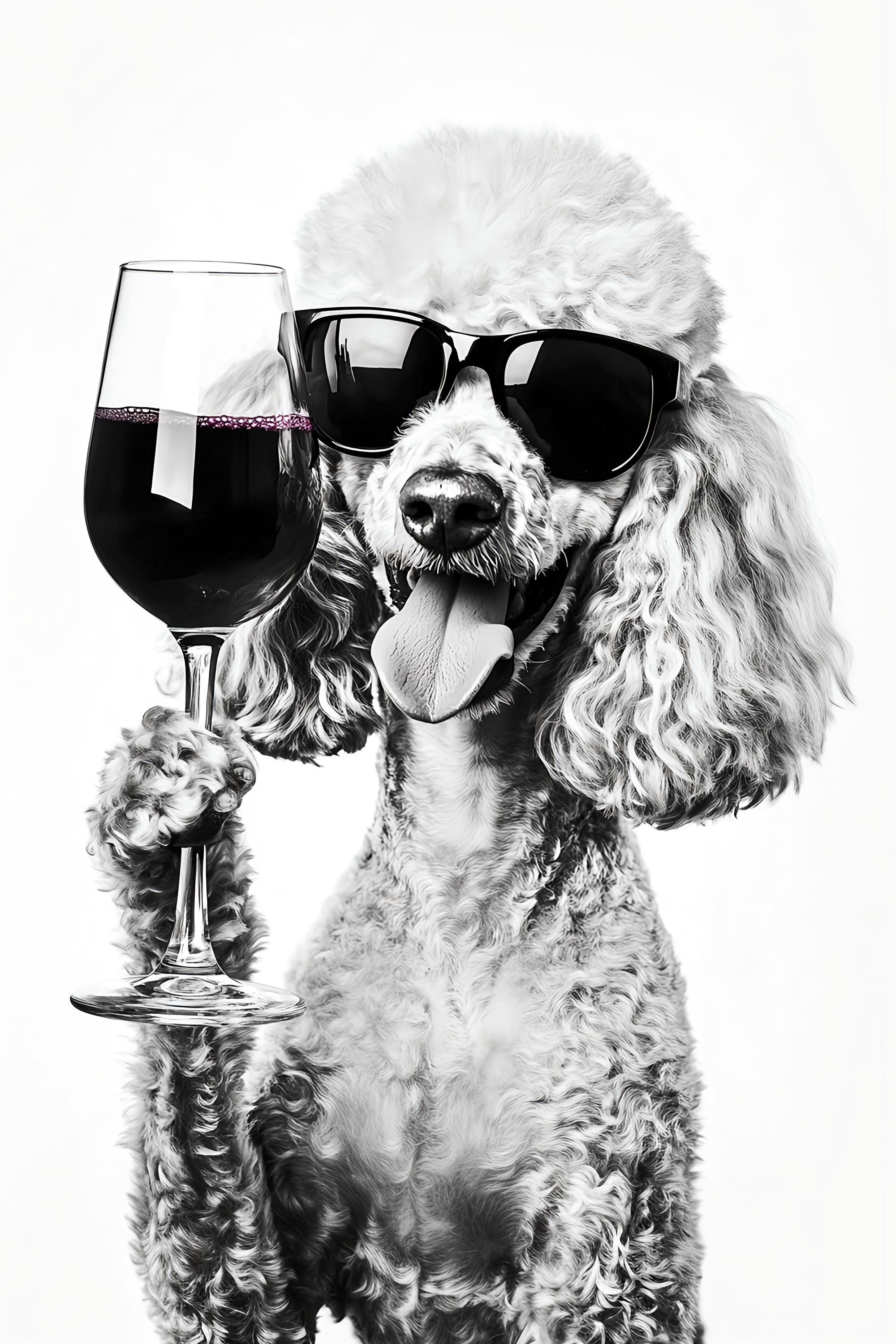 Poodle Drinking Wine Art Print: Funny Dog Lover Decor - Etsy