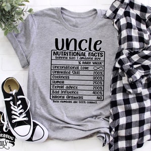 Voedingsfeiten oom shirt, grappig voedingsinformatieblad, oom leven, coole oom humor, grappig oom shirt, cadeau voor oom, broer cadeau