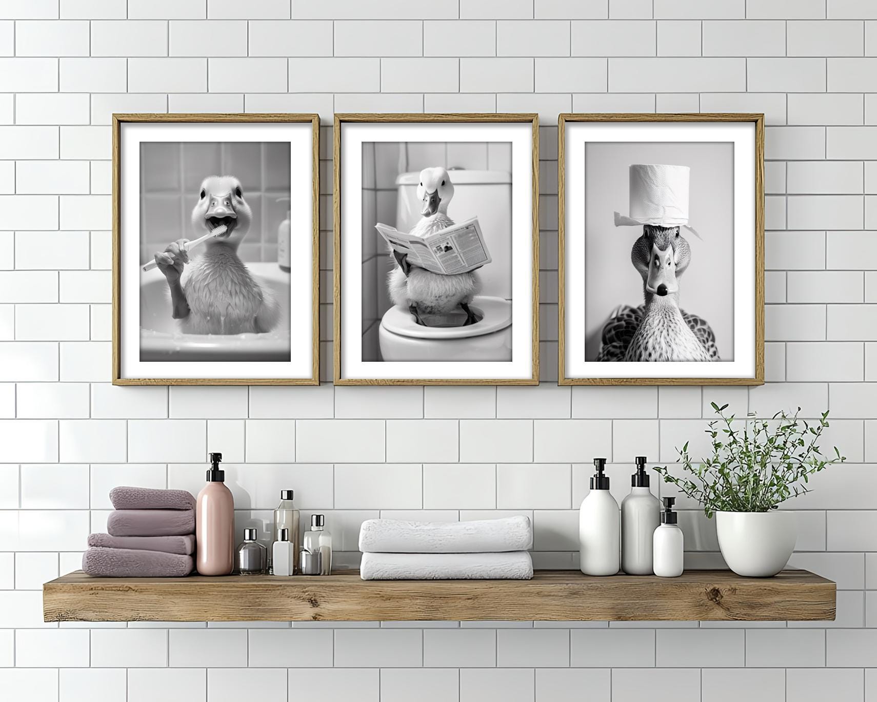 Funny Duck Bathroom Art: Toilet Humor Print or Canvas