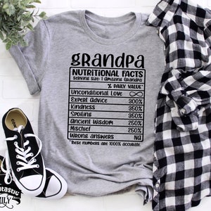 Voedingsfeiten opa-shirt, grappig informatieblad over voeding, shirt grootvader, shirt grappig opa, coole opa, gekke opa humor cadeau