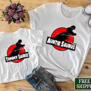 Matching Aunt And Nephew Shirts, Funny Dinosaur Shirts, Custom Name Dinosaur, Auntie Saurus, Nephew Saurus, Gift For Nephew, Gift For Aunt