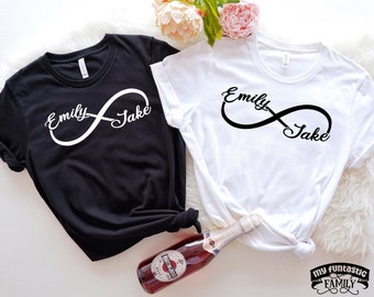 Custom Infinity Couples Shirts, Matching Couples Shirts, Romantic Couples Shirts, Anniversary Gift, Wedding Gift, Couples Gift, Gift For Her