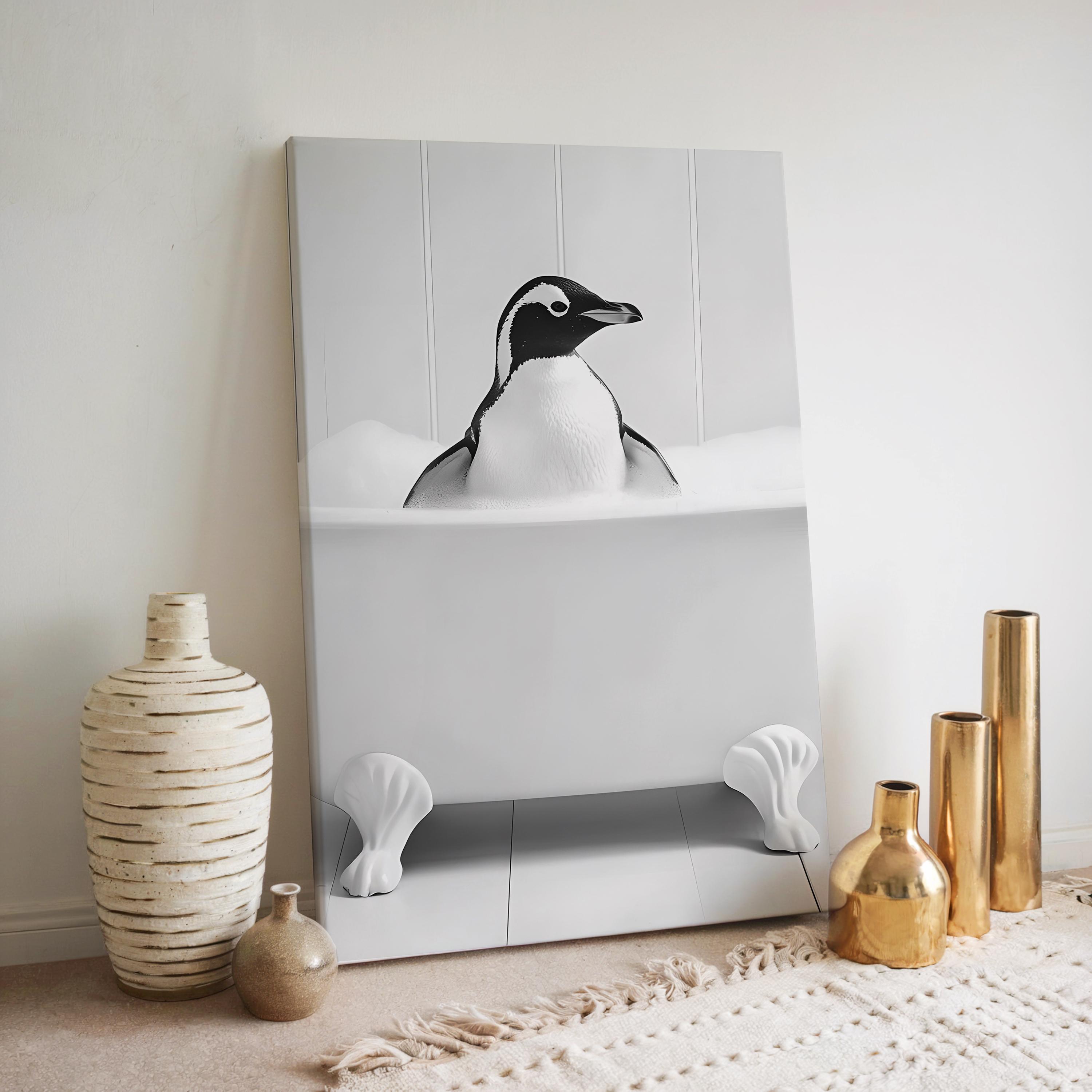 ERTLKP Divertente Animale Nella Vasca Da Bagno - Immagini in Bianco e Nero, Quadri Parete Arte Tela