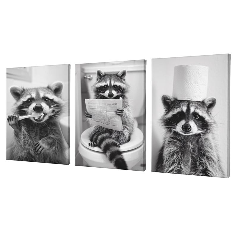 Funny Raccoon Bathroom Art: Toilet Humor Poster or Canvas - Etsy
