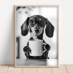 Teckel met koffiekunstprint: grappig dierendecor