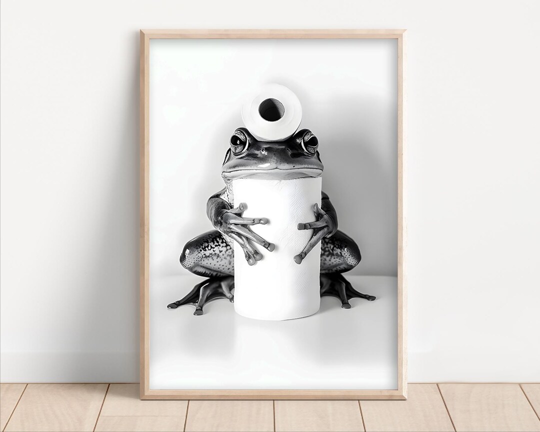Funny Frog Bathroom Print: Toilet Paper Hat, Animal Humor Wall Art - Etsy