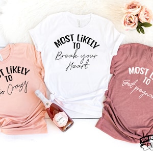 Funny Best Friend Shirts, Matching Bestie Shirts, Girls Trip, Most Likely To, Girls Weekend, Matching Besties Outfit, Matching Three Friends