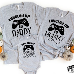 Camisetas divertidas de gamer para toda la familia: Anuncio de embarazo
