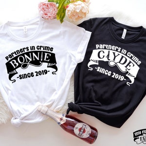 Bonnie and Clyde Couples Shirts, Custom Year Shirts For Couple, Funny Matching Couples Outfit, His and Hers, Personalized Couples Gift