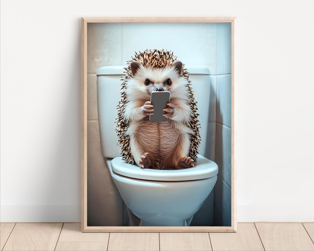 Funny Hedgehog Bathroom Print: Vintage Toilet Humor Wall Art - Etsy