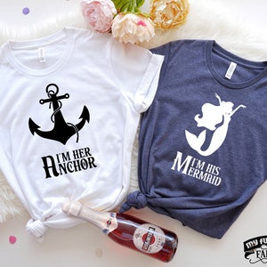 Couples Matching Shirts, I&#39;m Her Anchor, I&#39;m His Mermaid, His And Hers Outfit, Couples Cruise Shirts, Engagement Shirts, Honeymoon Tees