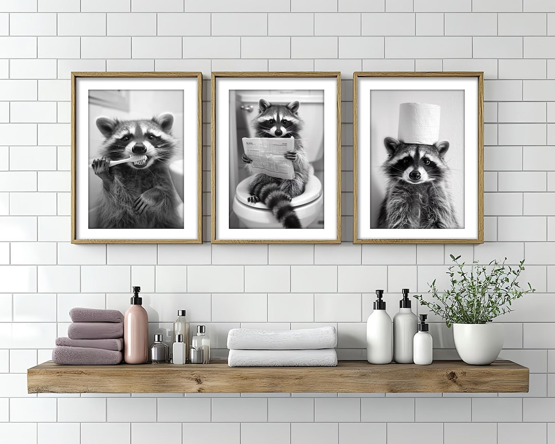 Funny Raccoon Bathroom Art: Toilet Humor Print or Canvas - Etsy