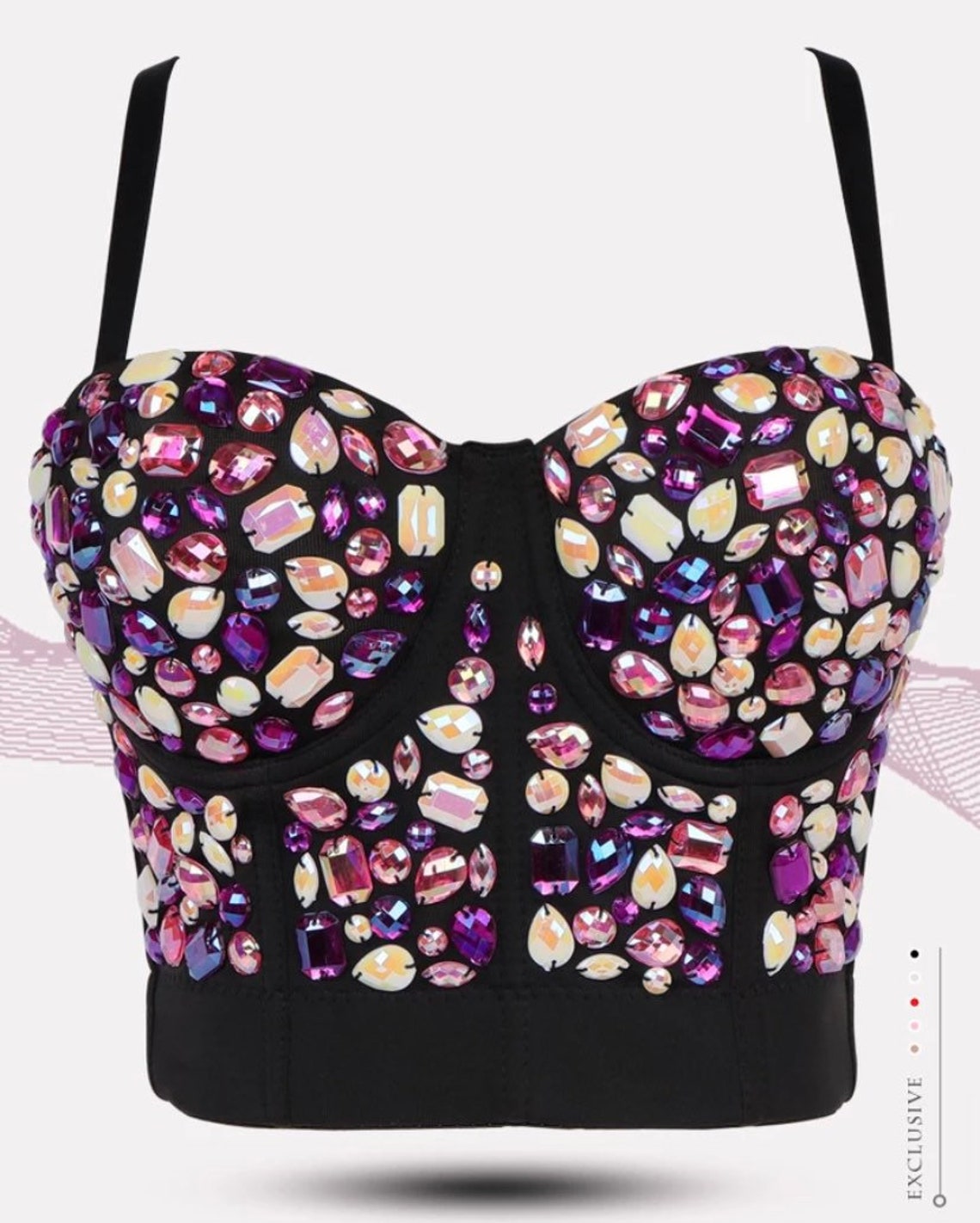 New Black Jewel Crystal beaded bustier corset festival Etsy