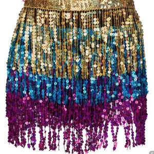 Multi Colour Sequin Sarong Tassel Fringe Beach Festival Rave - Etsy