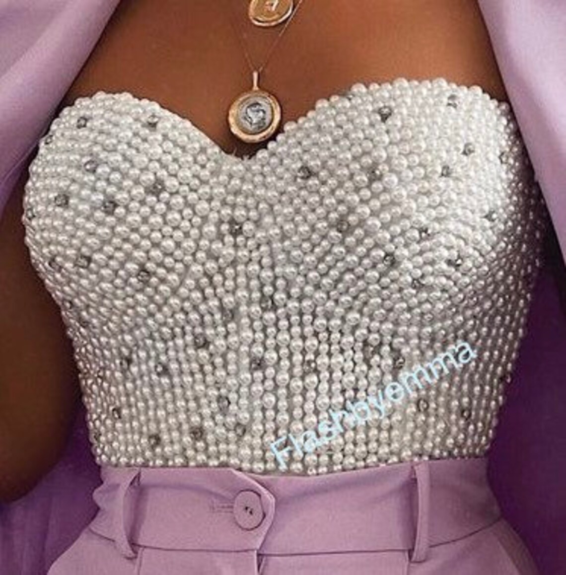 Best Seller Pearl Bustier Corset Encrusted with Real Crystal Etsy