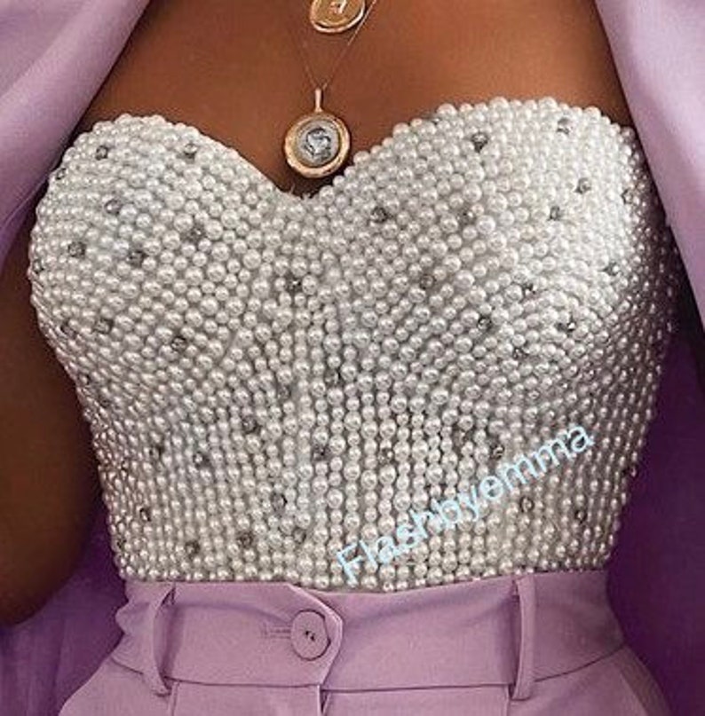 Best Seller Pearl Bustier Corset Encrusted with Real Crystal | Etsy