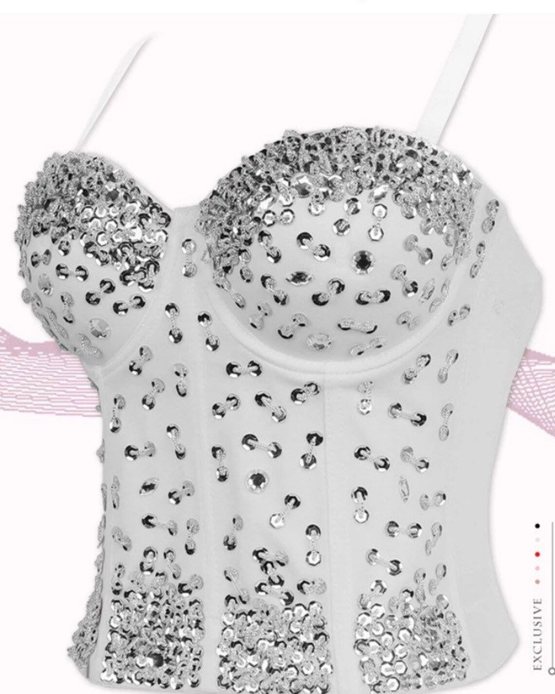 silver sequin corset top