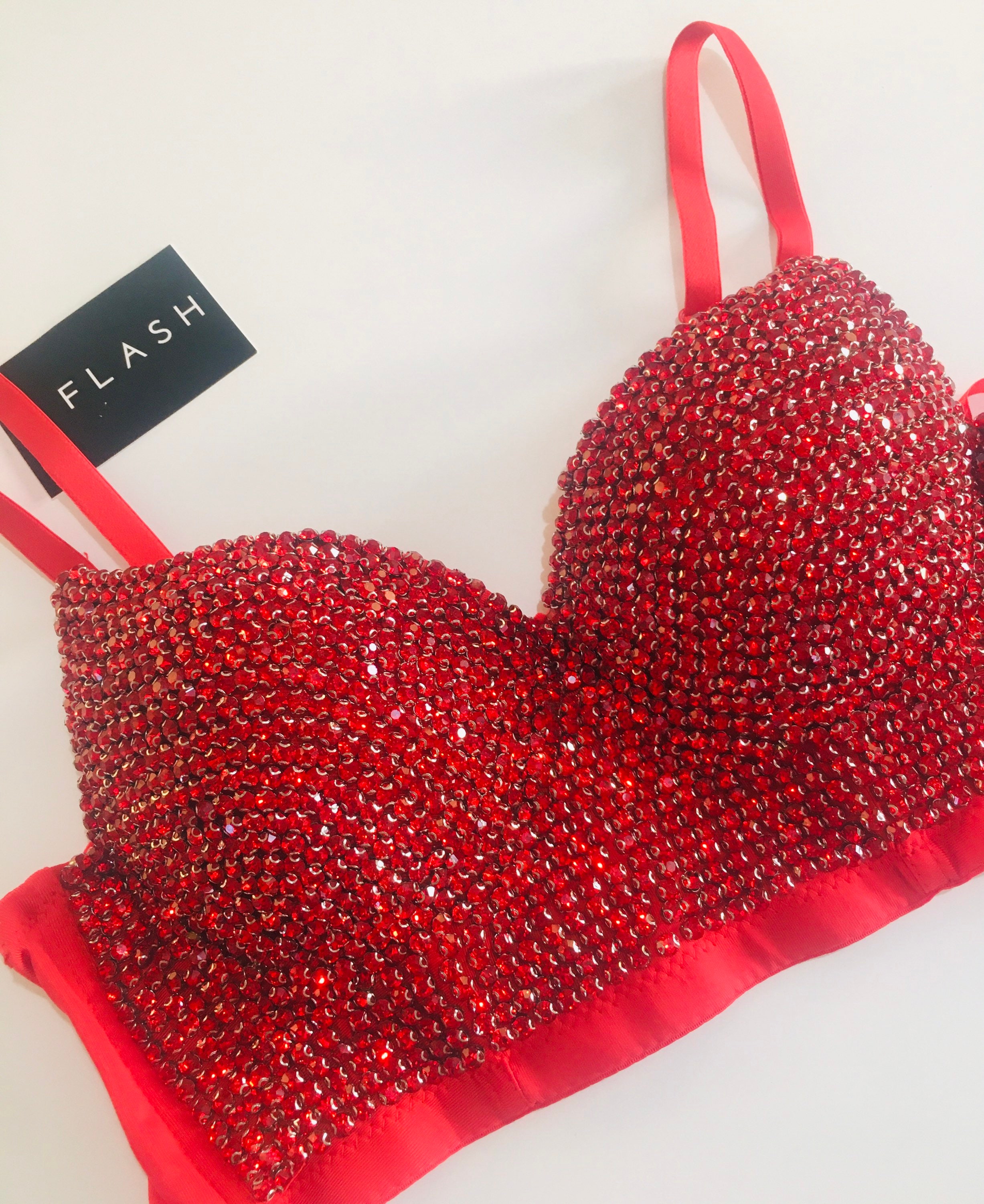 HIGH-END FRENCH “Esme” BRALETTE IN RED - (32C/30D/34B)
