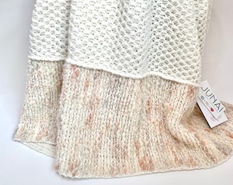 Hand made Organic Merino wool chunky blanket, 50x70 wool throw blanket, Minimalist home decor, Hand knit wool blanket, wedding gift