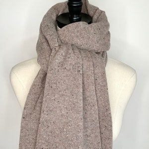 Handmade brown tweed cashmere scarf, Hand knit cashmere scarf, Minimalist wool scarf, Sustainable wool scarf, Gift for her