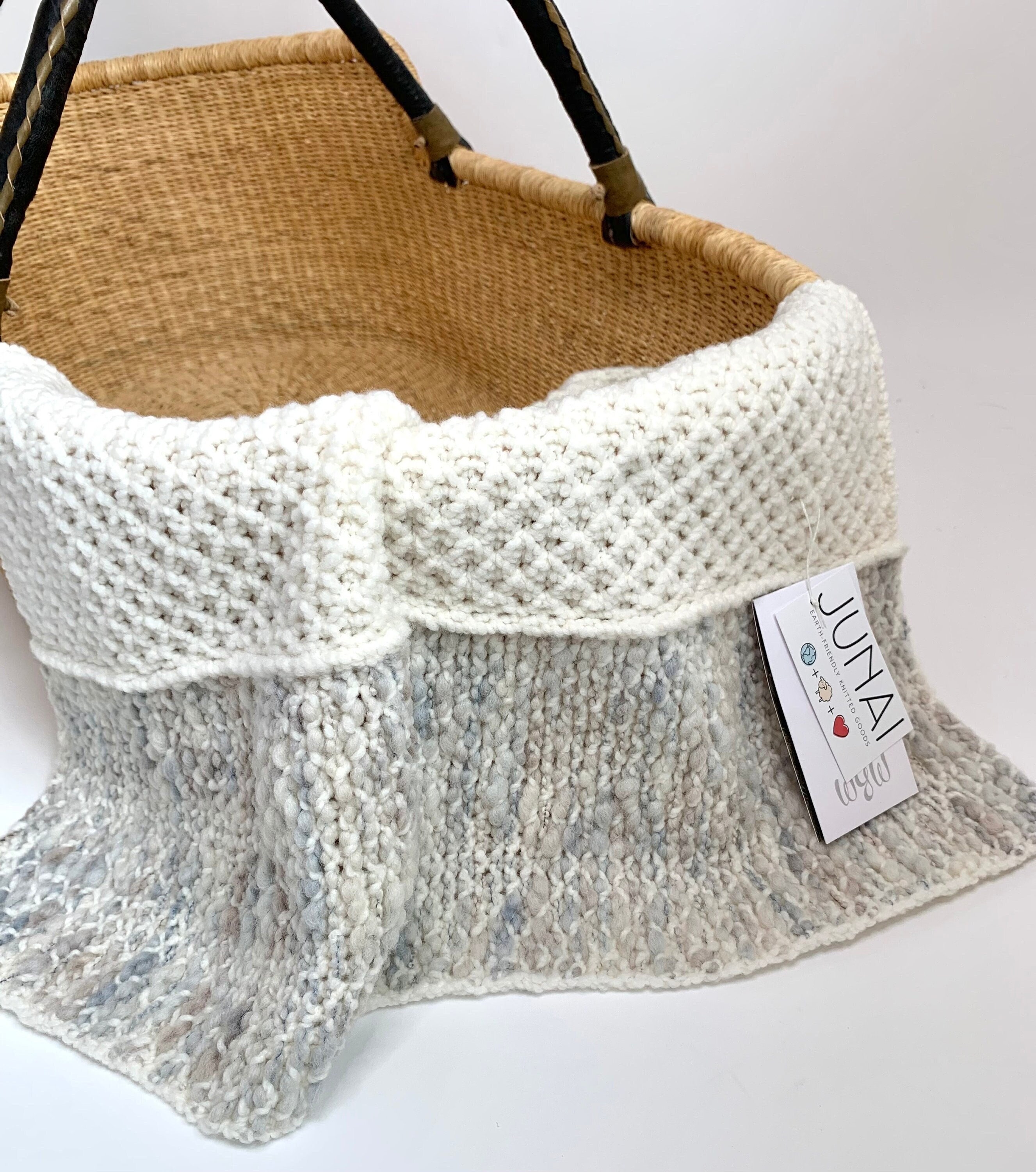Couverture bébé en polaire de laine mérinos bio - écru, Reiff Strick