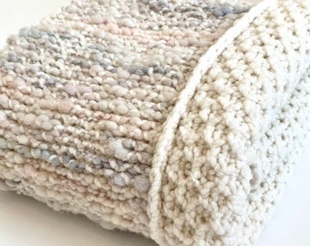 Hand made Organic Merino wool blanket baby 24x35, Hand knit merino wool baby blanket, Hand knit newborn blanket, Luxury wool baby blanket