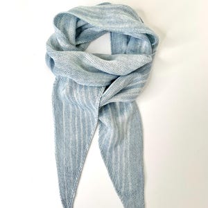 Hand knit linen scarf, hand dyed linen scarf, narrow linen scarf, shibori linen scarf, sustainable linen scarf, gift for her