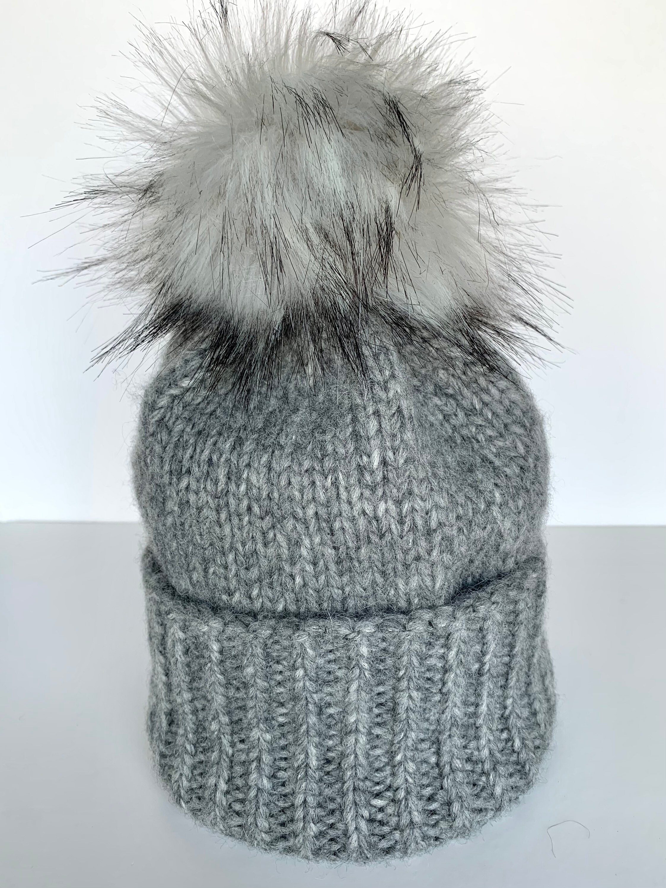 Alpaca Wool Hat With Pom Pom Hand Made 