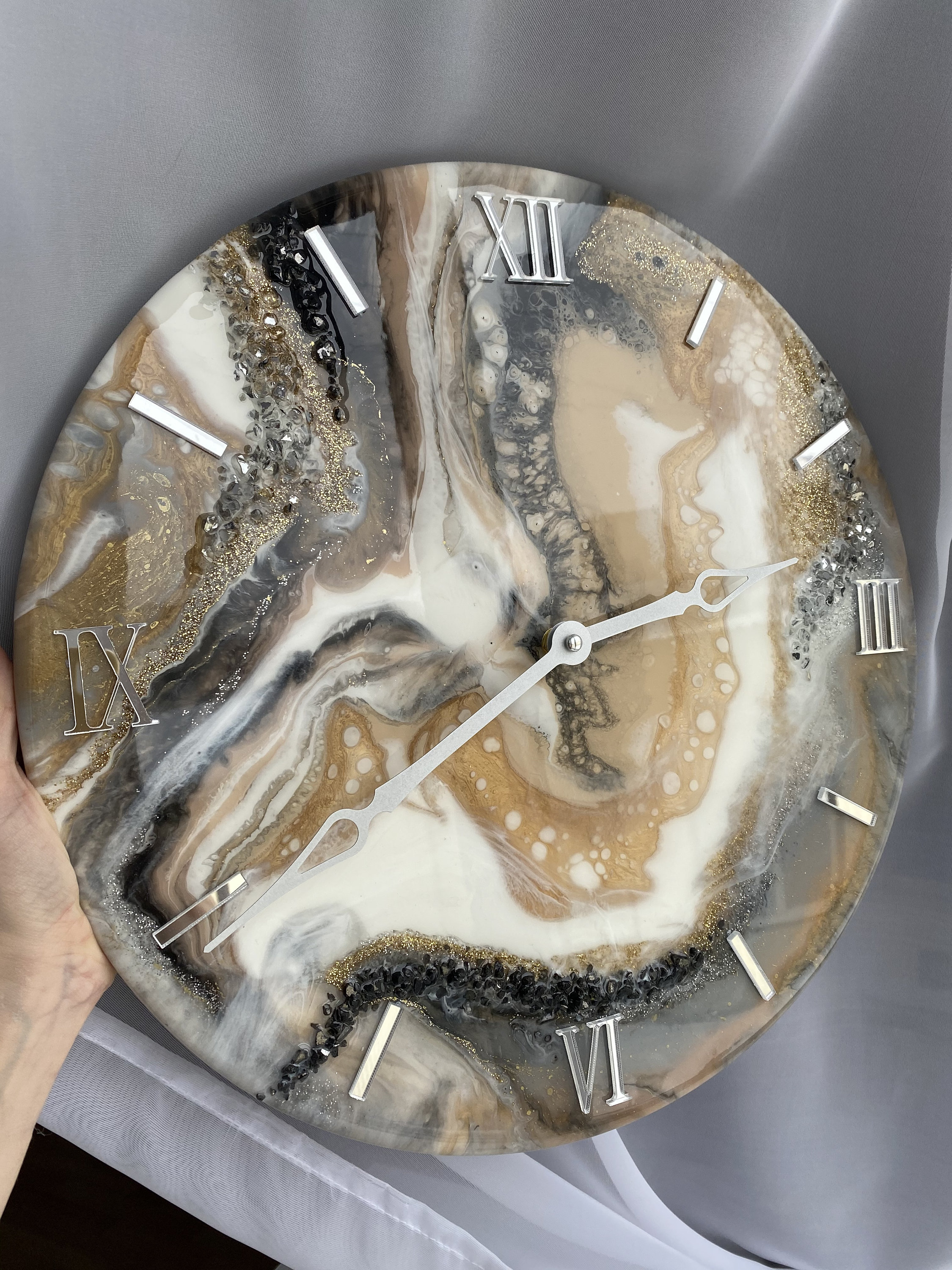 Resin art clock home decor modern wall art handmade clock Etsy